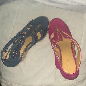 Bundle MICHAEL Michael Kors pink and navy 4” wedges. size 9